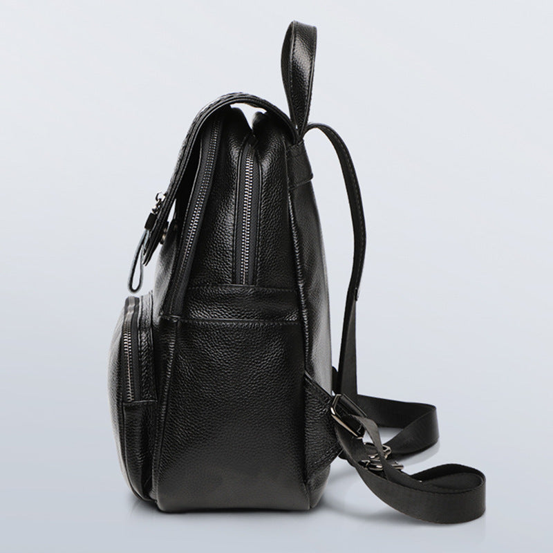Street Trend Solid Color Leather Women's Backpack
