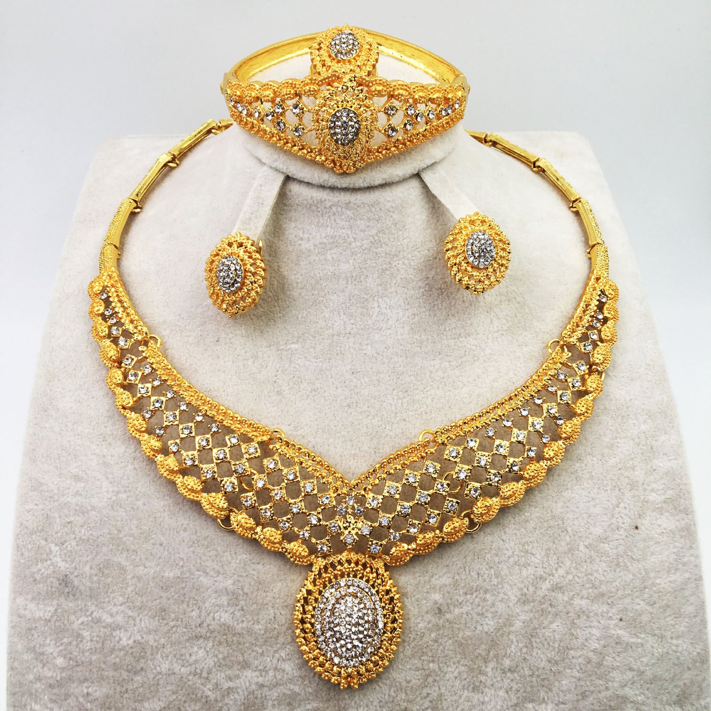 Alloy Jewelry Set Necklace Bracelet Ring Earring Four Piece Set