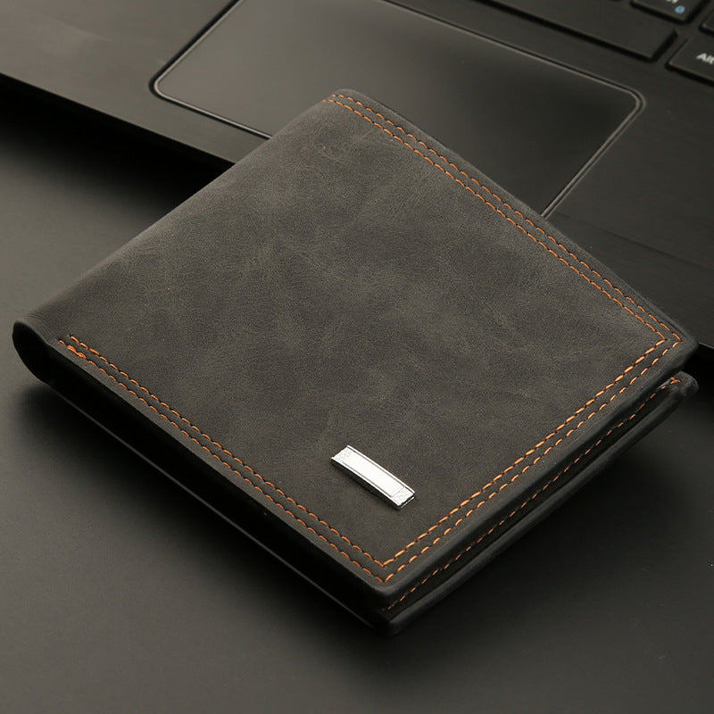 Portefeuille Homme Rétro en Cuir PU – Compact & Élégant