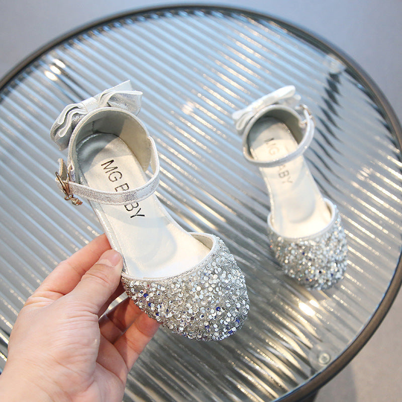 Girls' Leather Shoes Princess Shoes Crystal High Heels