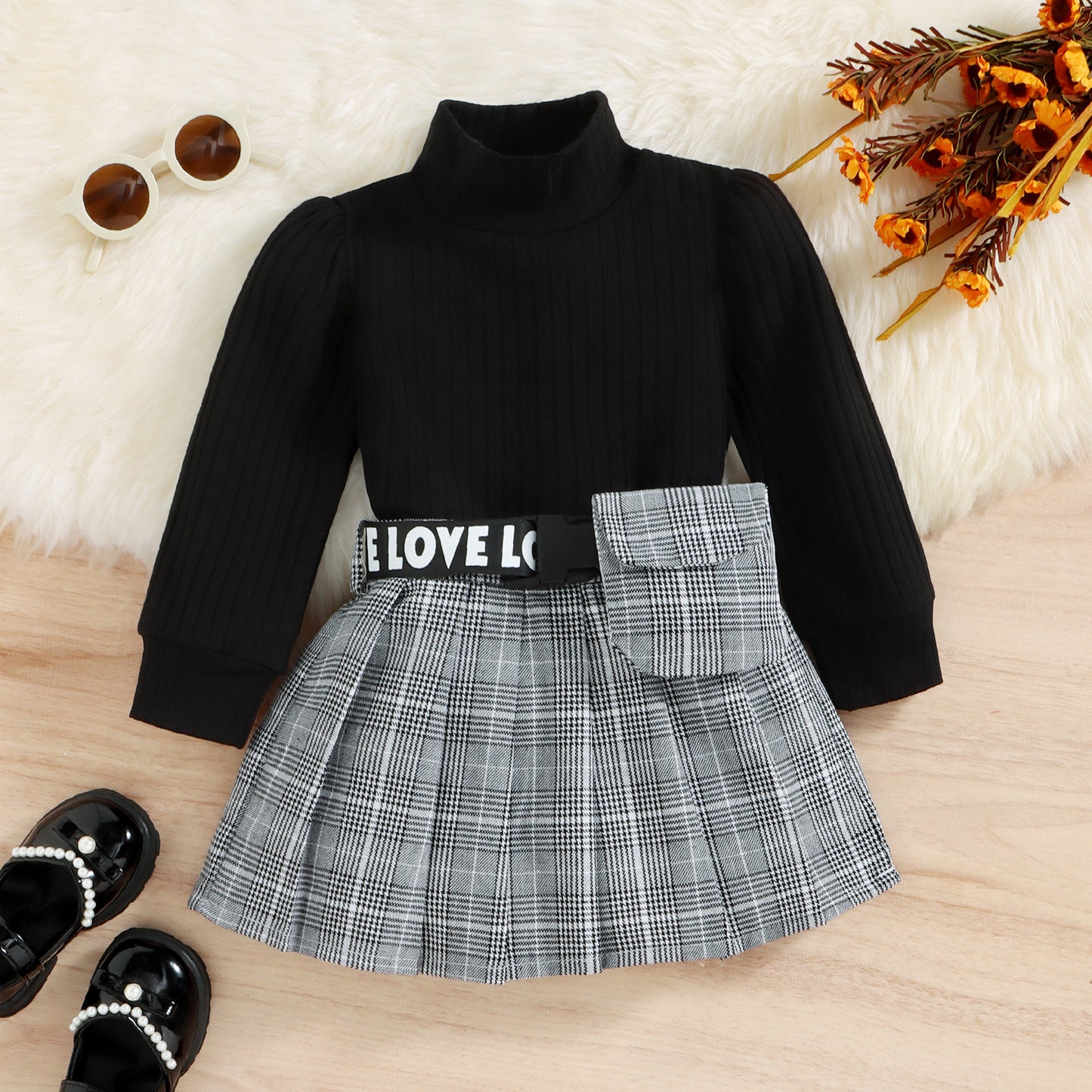 🍁 Ensemble Preppy – 3 Pièces Fille Automne-Hiver