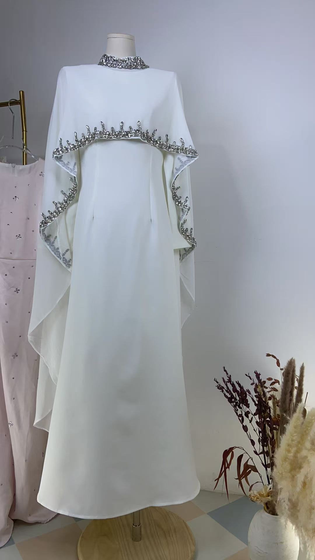 Robe Trapèze À Franges Avec Châle Femme