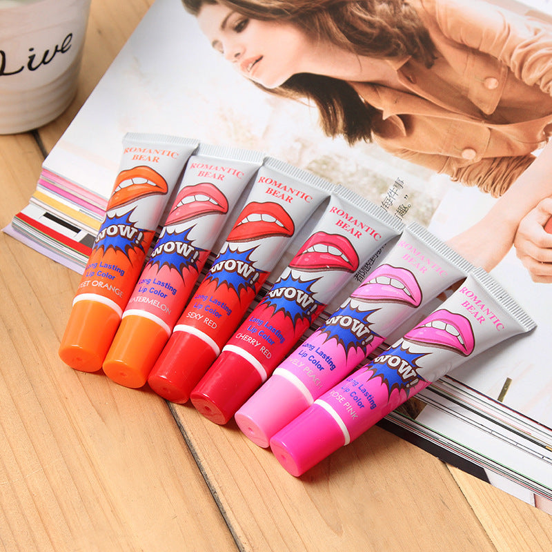 💋 ROMANTIC BEAR – Rouge à Lèvres Peel-Off 6 Couleurs Longue Tenue