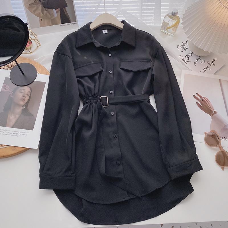 Small Design Lace Up Shirt Dress