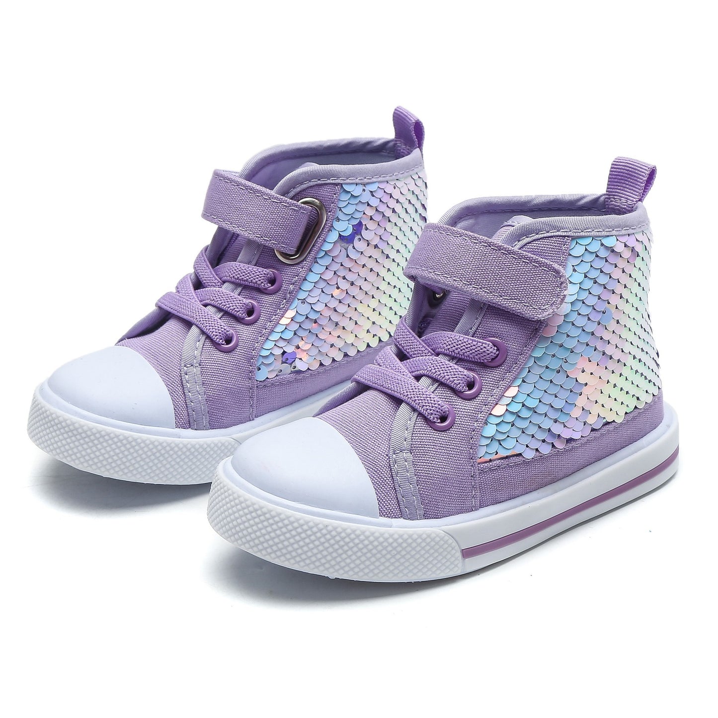 Children's High-top Trendy Sequined Canvas Shoes