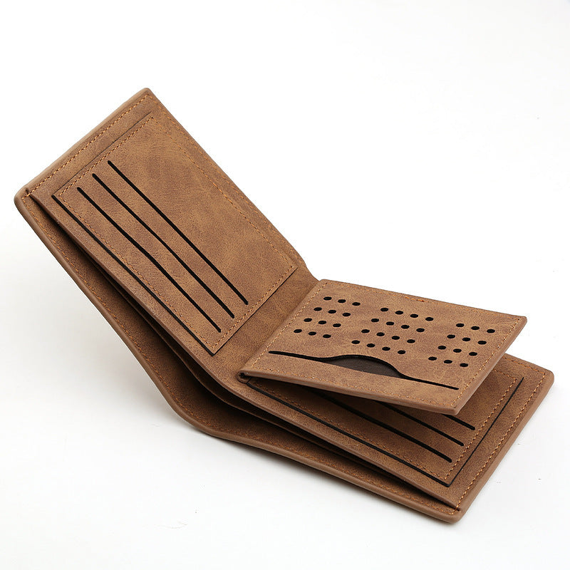 Portefeuille Homme Rétro en Cuir PU – Compact & Élégant
