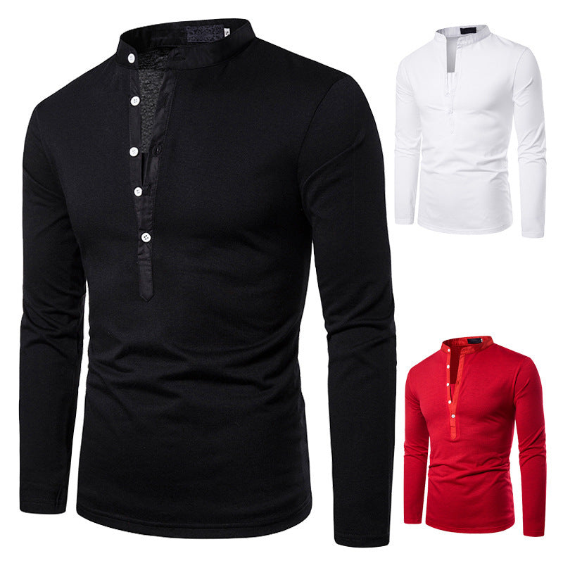 đ Chemise Slim Homme Ă Col Montant â ĂlĂ©gance Casual AssurĂ©e