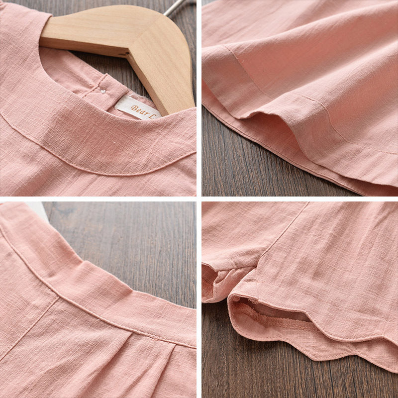 🌞 Ensemble Été Fille – Haut Volanté & Short Uni