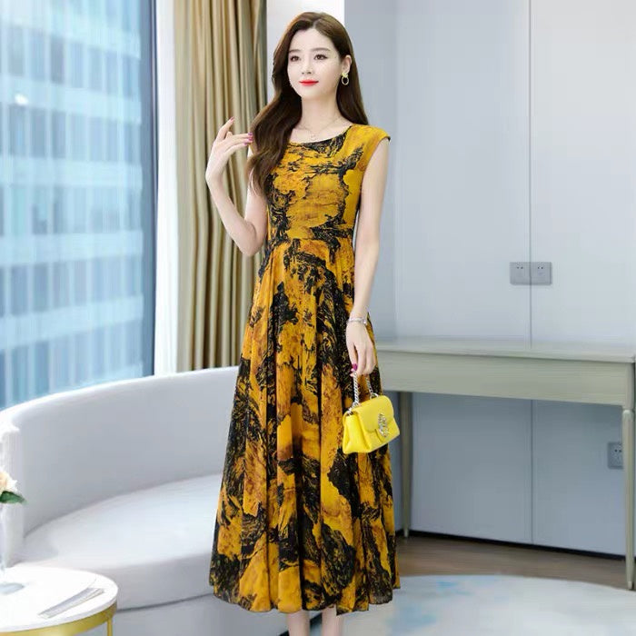 FloraSilk Robe Longue Imprimée
