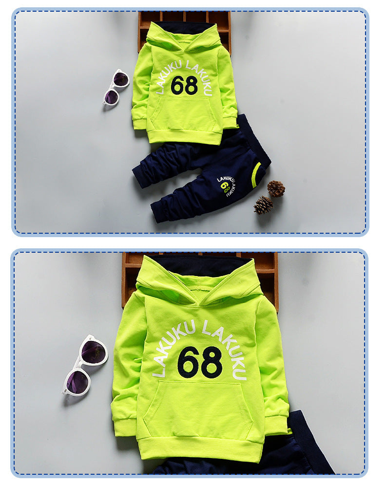 Spring Boy Foreign Trade 68 Digital Suit Long-Sleeved One-Piece Delivery Factory