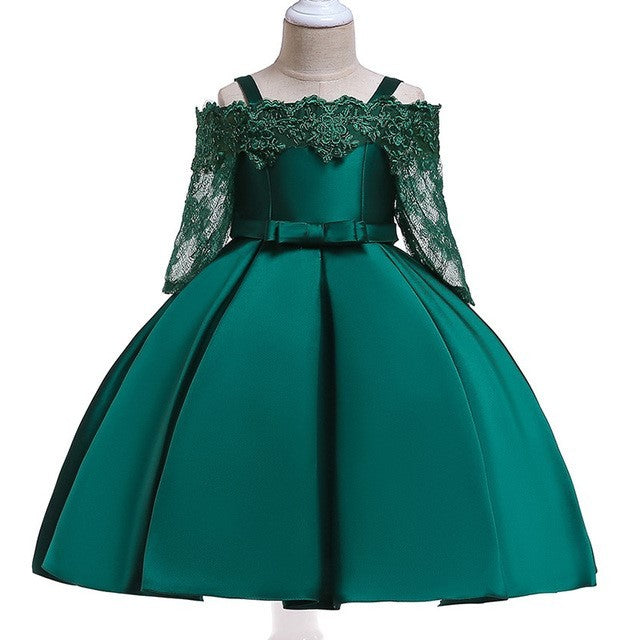 🌷 Robe Fille Dentelle Élégante – Couleurs Douces & Festives