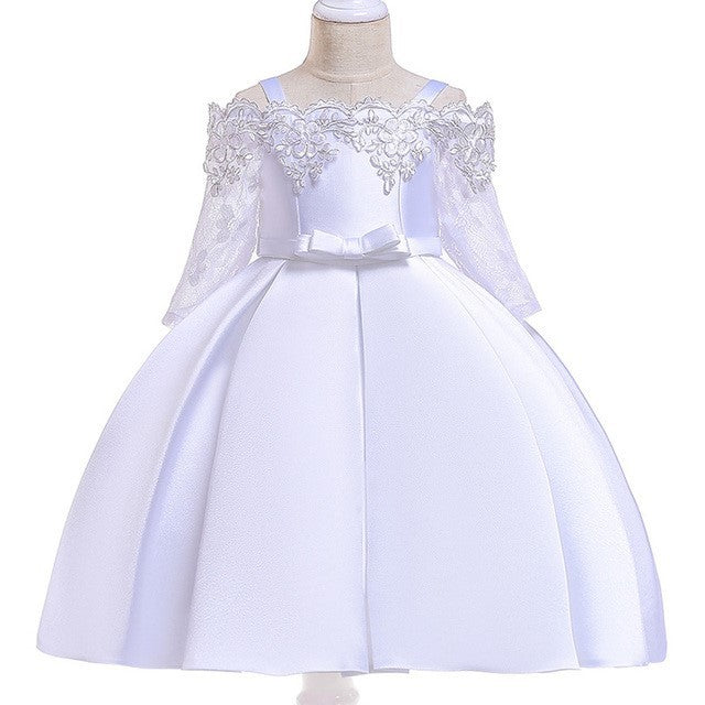 🌷 Robe Fille Dentelle Élégante – Couleurs Douces & Festives