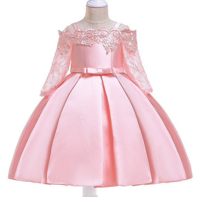 🌷 Robe Fille Dentelle Élégante – Couleurs Douces & Festives