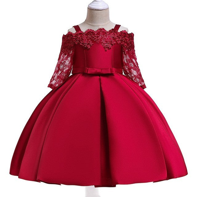 🌷 Robe Fille Dentelle Élégante – Couleurs Douces & Festives