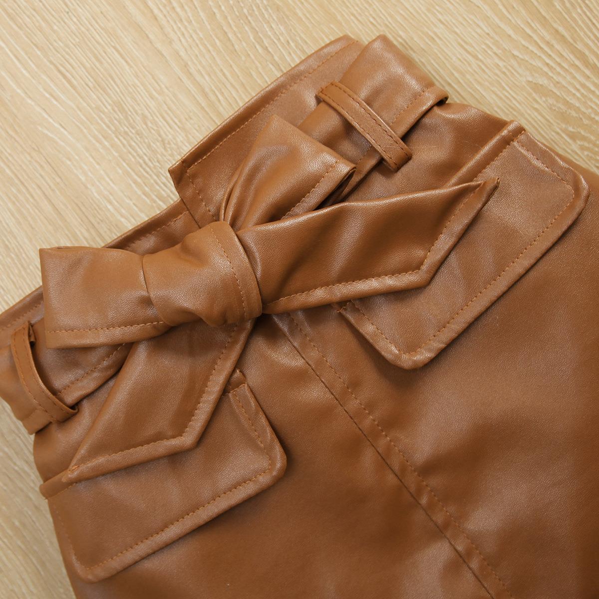 ❄️ Ensemble Douceur d’Hiver – Haut Coton & Jupe Simili Fille