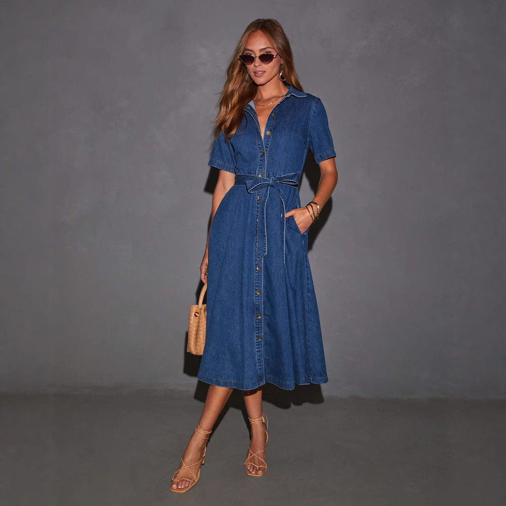 DenimLace Robe Vintage Nouée