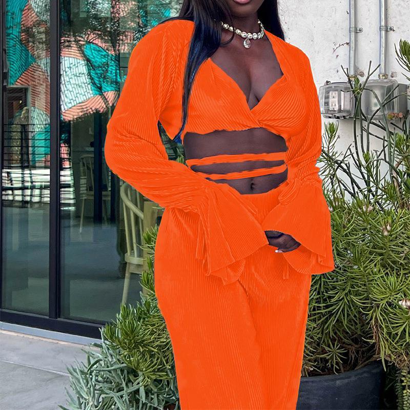 Women's Casual Solid Colour V-neck Fashion Casual Suit
