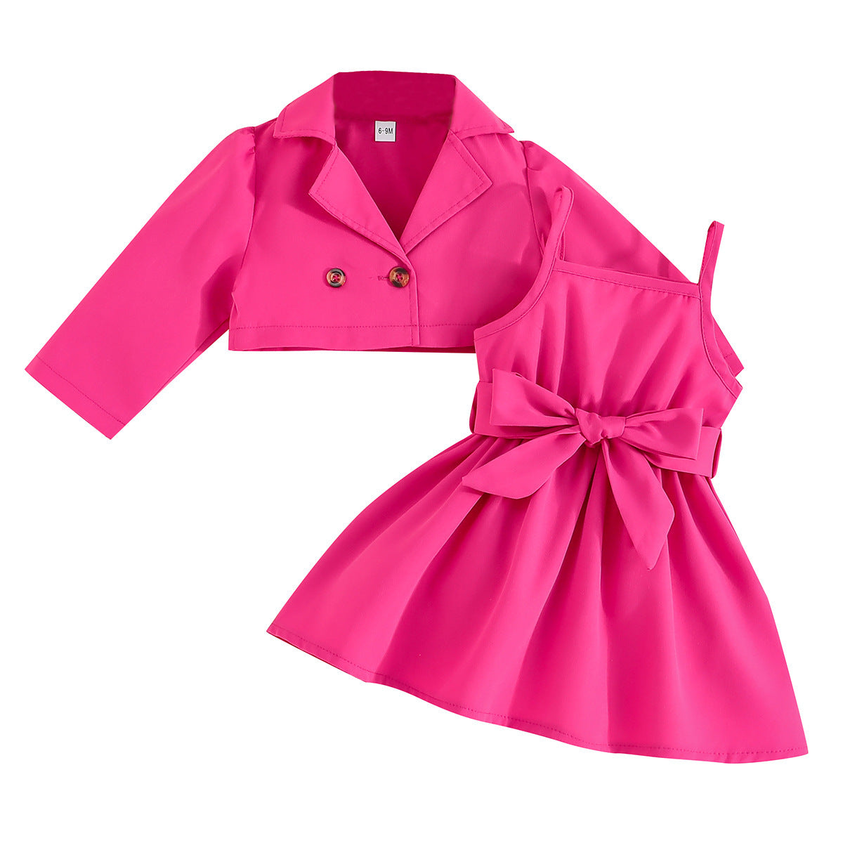 👗 Ensemble Chic Bébé Fille – Veste & Jupe Bretelles (2 Pièces)