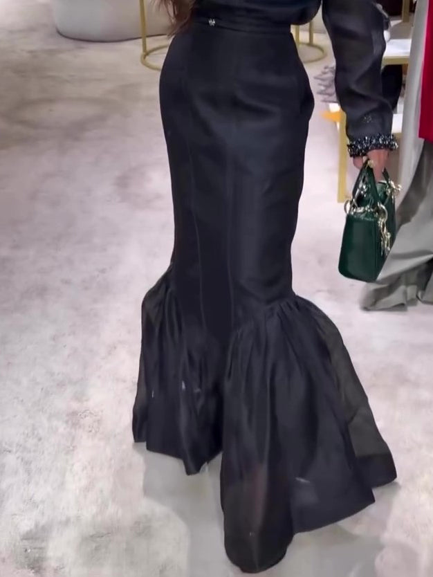 Jupe Sirène Organza Structurée Noire