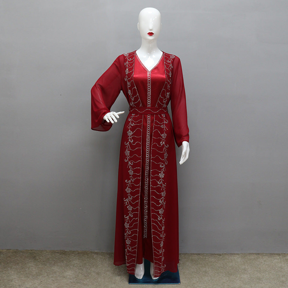 NOURA – Ensemble Robe Longue & Veste Chic en Chiffon ✨