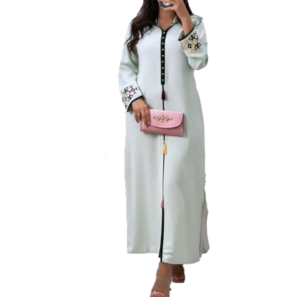 Mounass 🌿 – Robe Maxi Éthnique à Franges