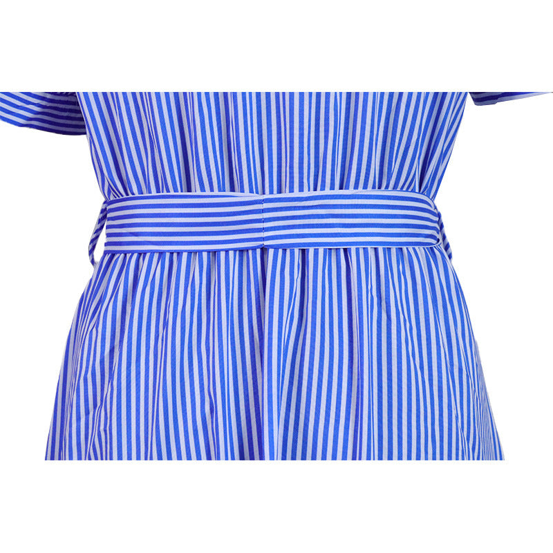 StriMode Robe Chemise Mi-Longue Rayée