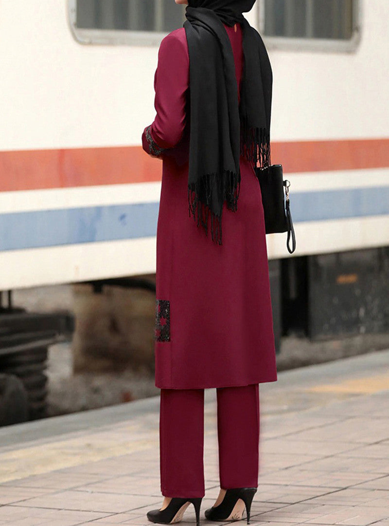 🌙 Assy🖤 – Ensemble Abaya & Pantalon Chic Oriental
