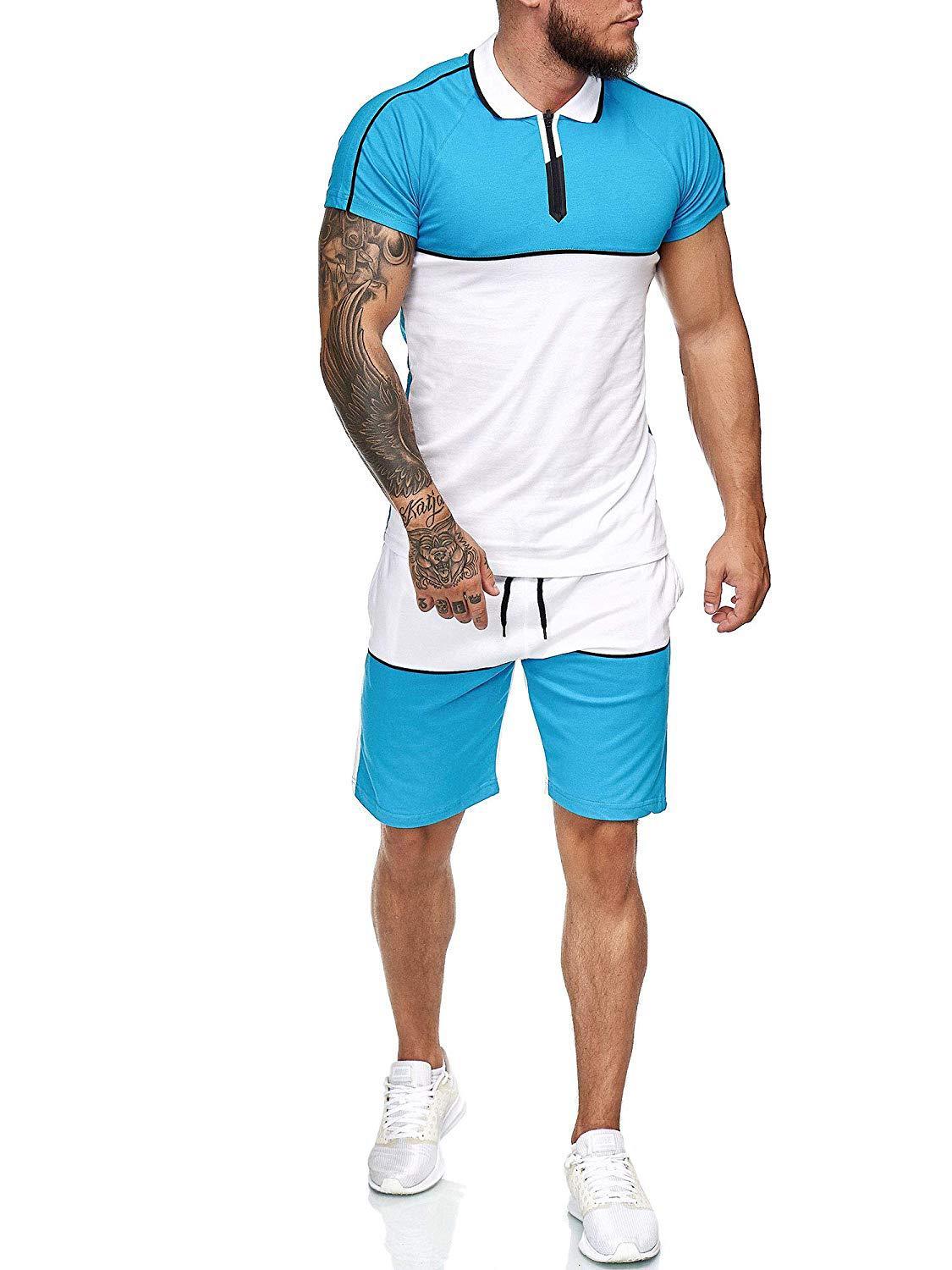 Summer sports suit men's color matching