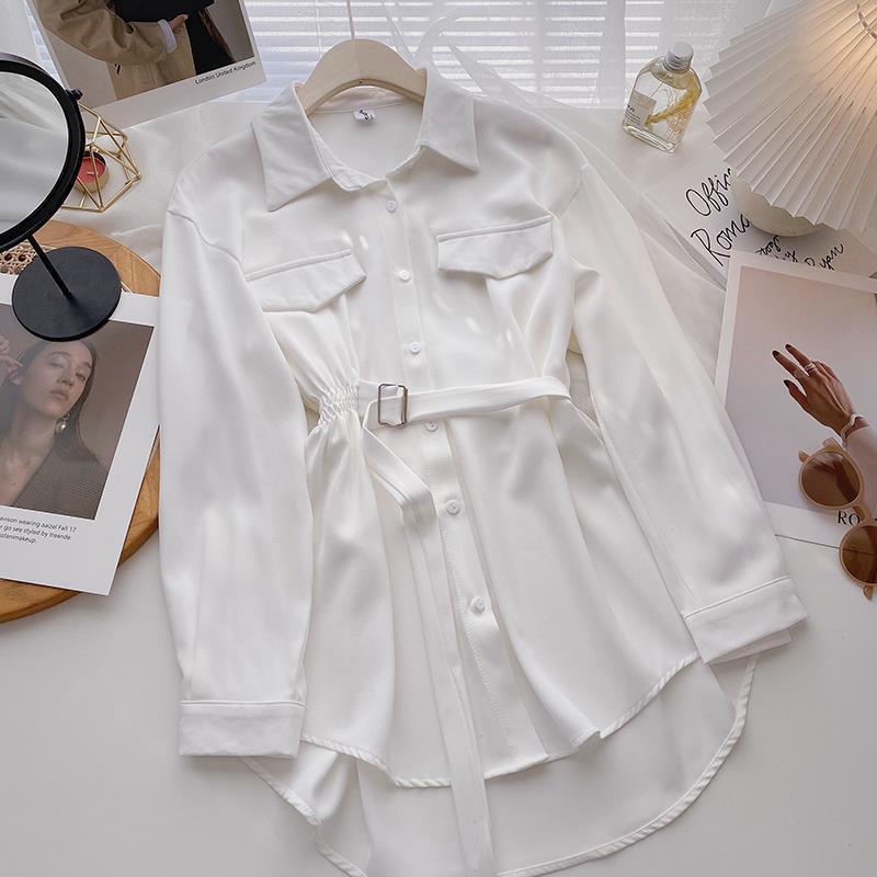 Small Design Lace Up Shirt Dress