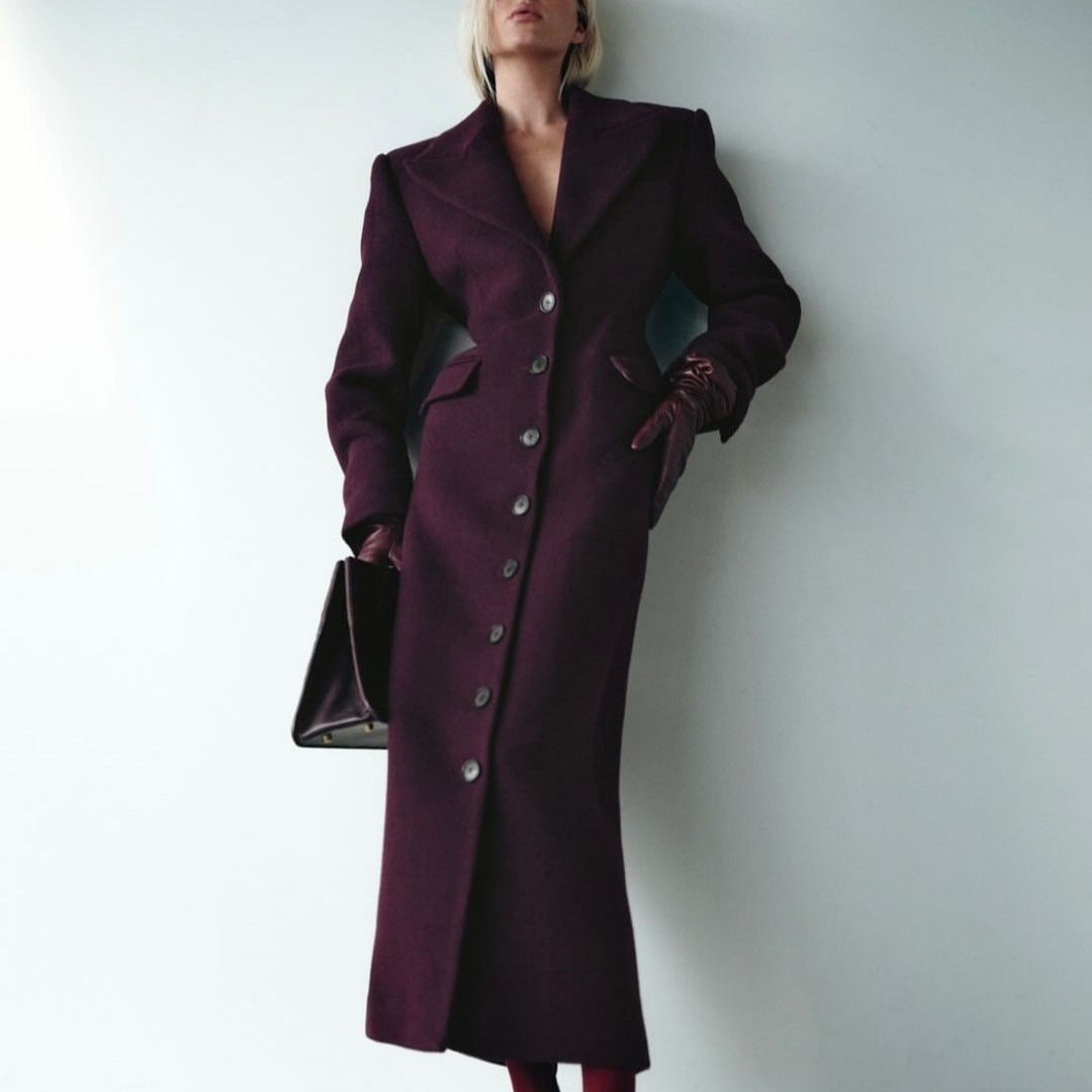 Elina – Manteau Long Boutonné Double‑Breasté ✨🧥