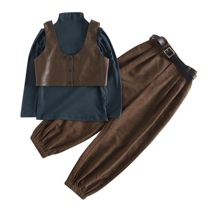 Iconique Gilet Cuir & Pantalon Harem