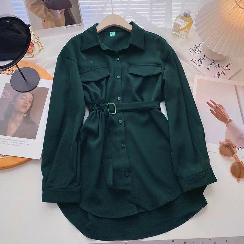 Small Design Lace Up Shirt Dress