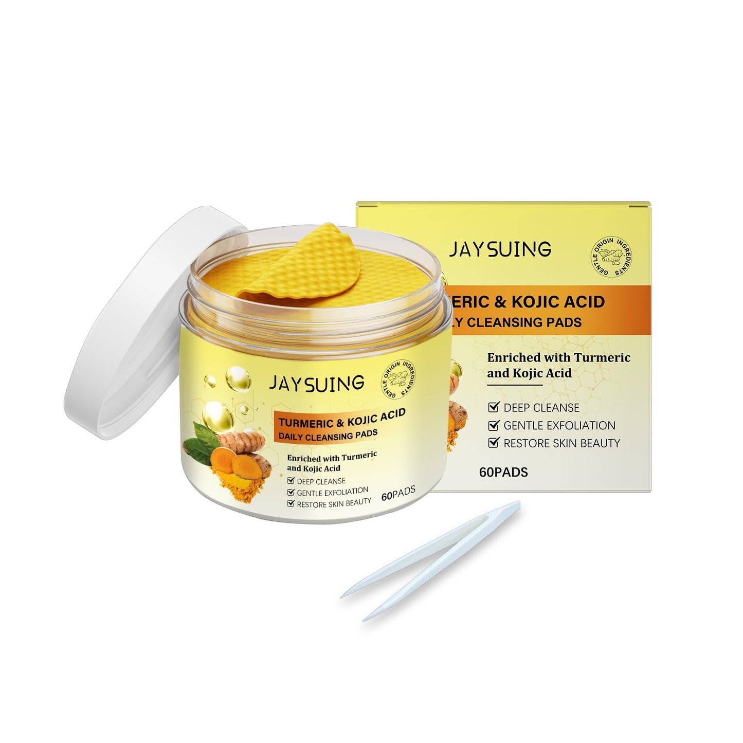 🌿 Jaysuing – Pads Nettoyants au Curcuma et Acide Kojique