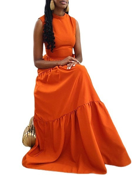 GlowLine ✨ Robe Longue Évasée Sans Manches