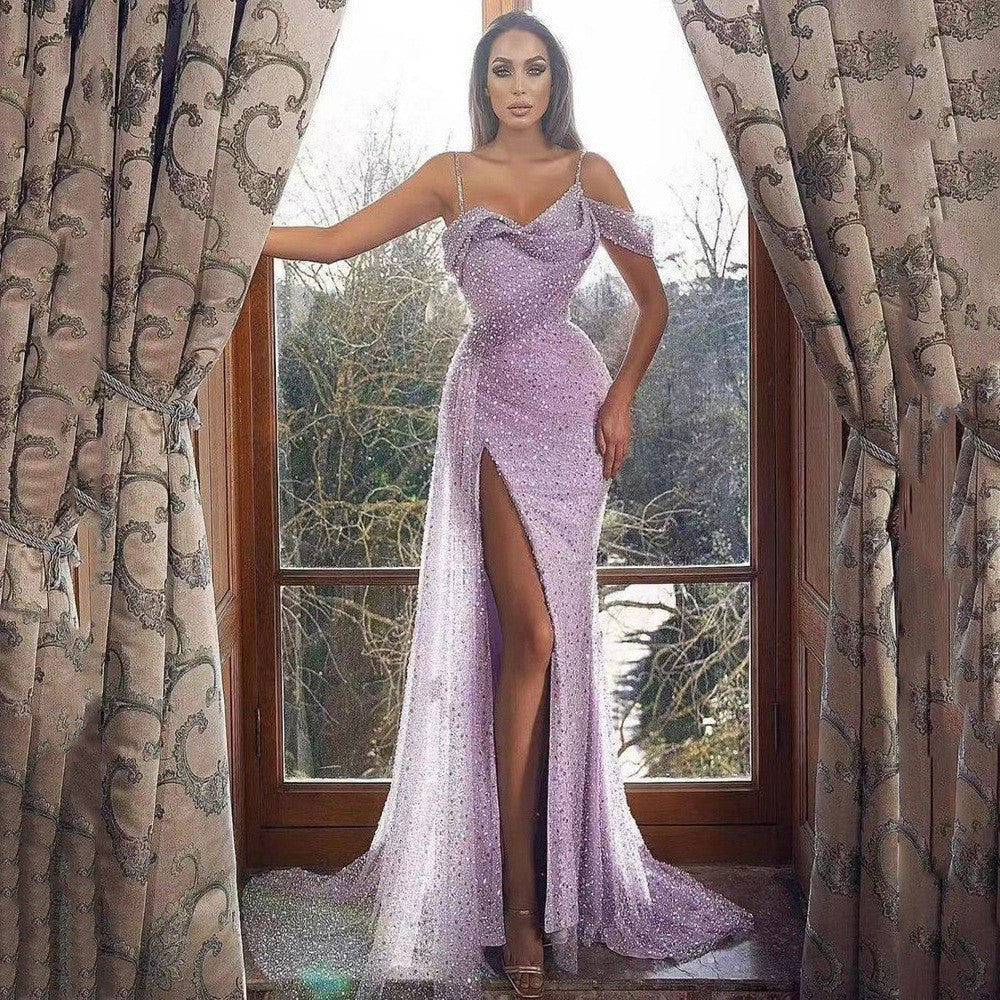 💜 Robe "Neema" — Glamour Violet & Fente Audacieuse