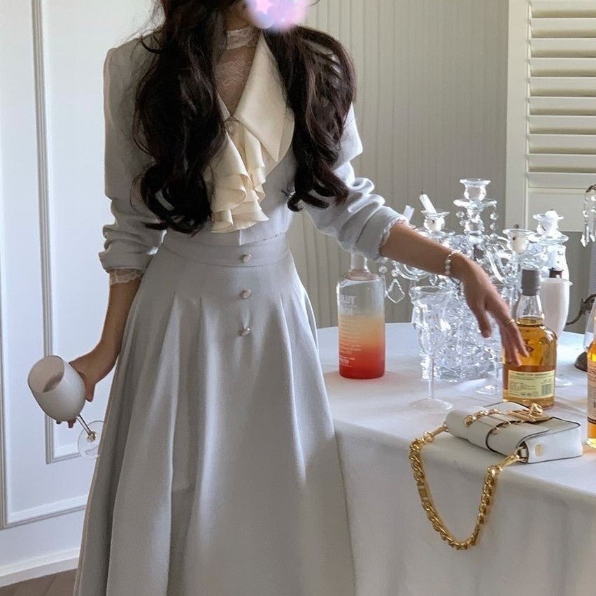 Fashion Special-interest Lapel Women's Coat Skirt Two-piece Set