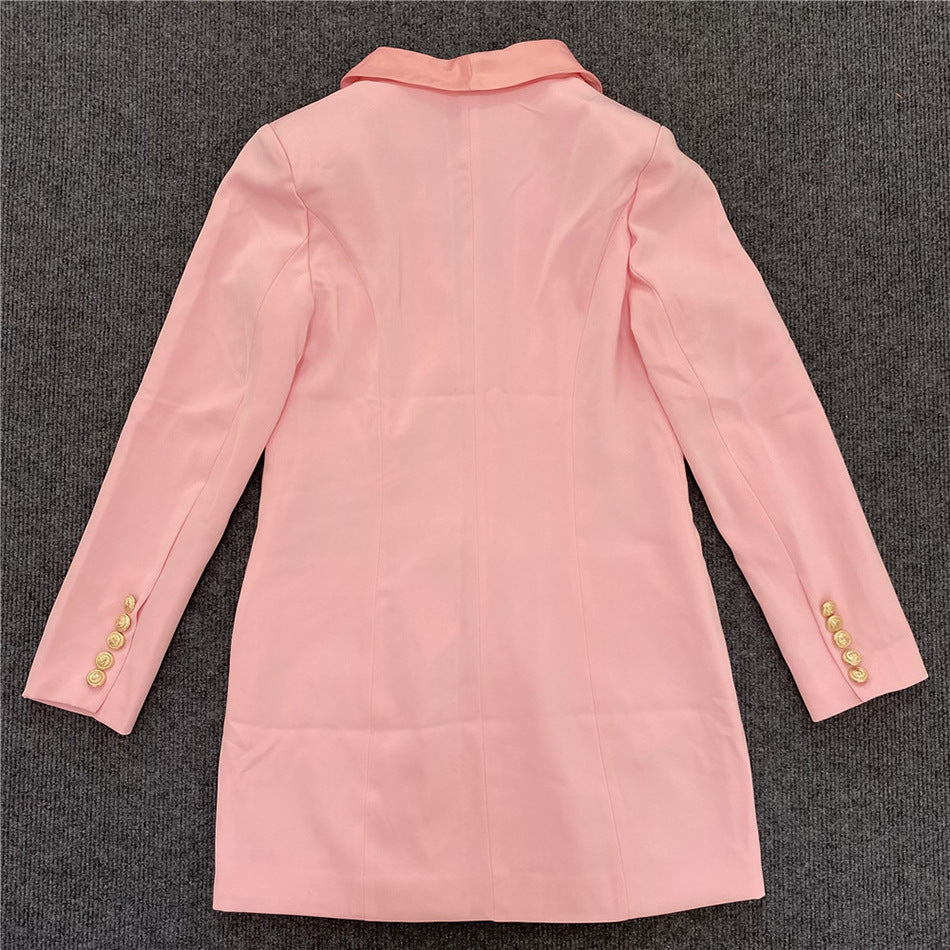 Long Sleeve Deep V-neck Elegant Suit Double Breasted Thickened Shoulder Blazer