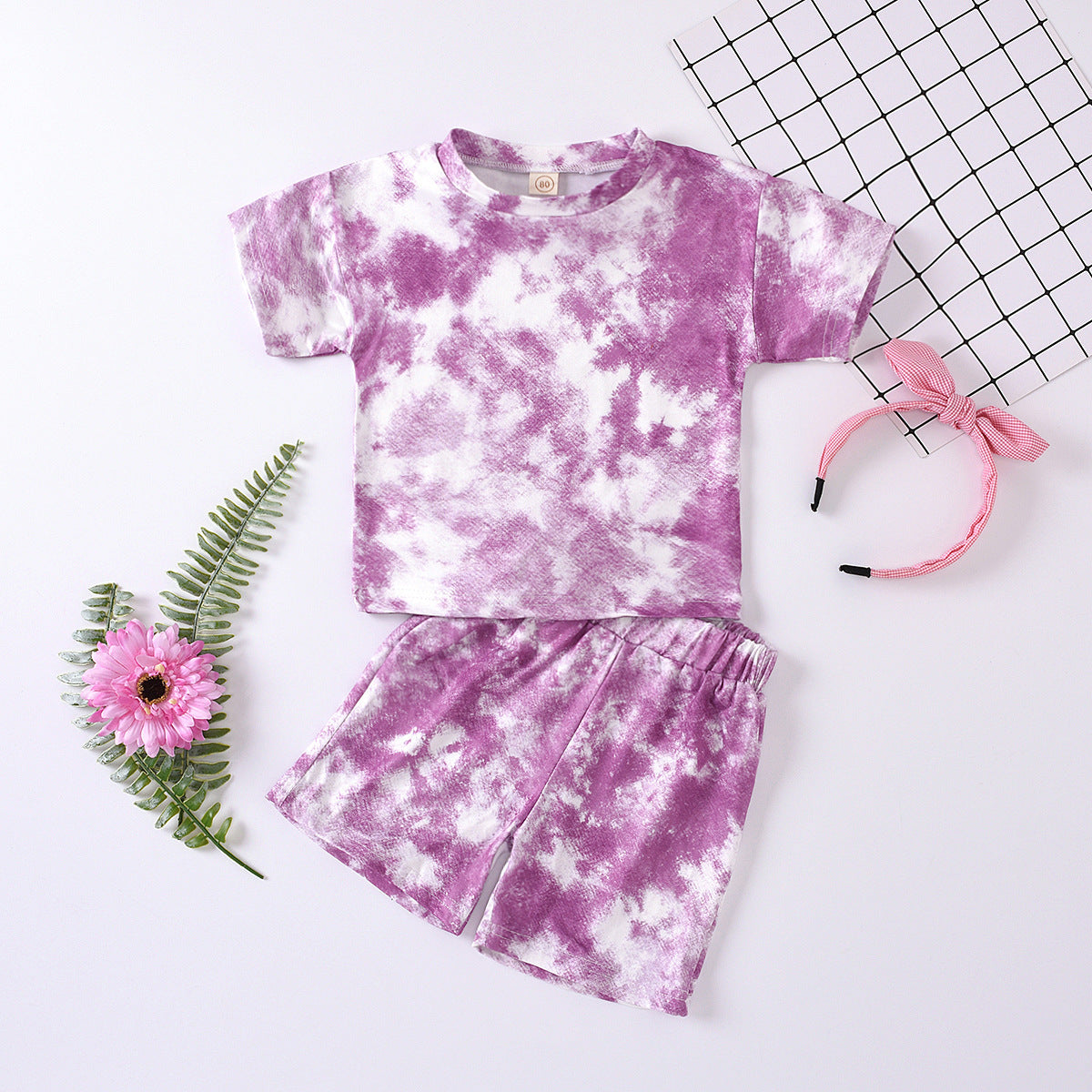 Children's Tie-dye Short-sleeved Shorts Suit