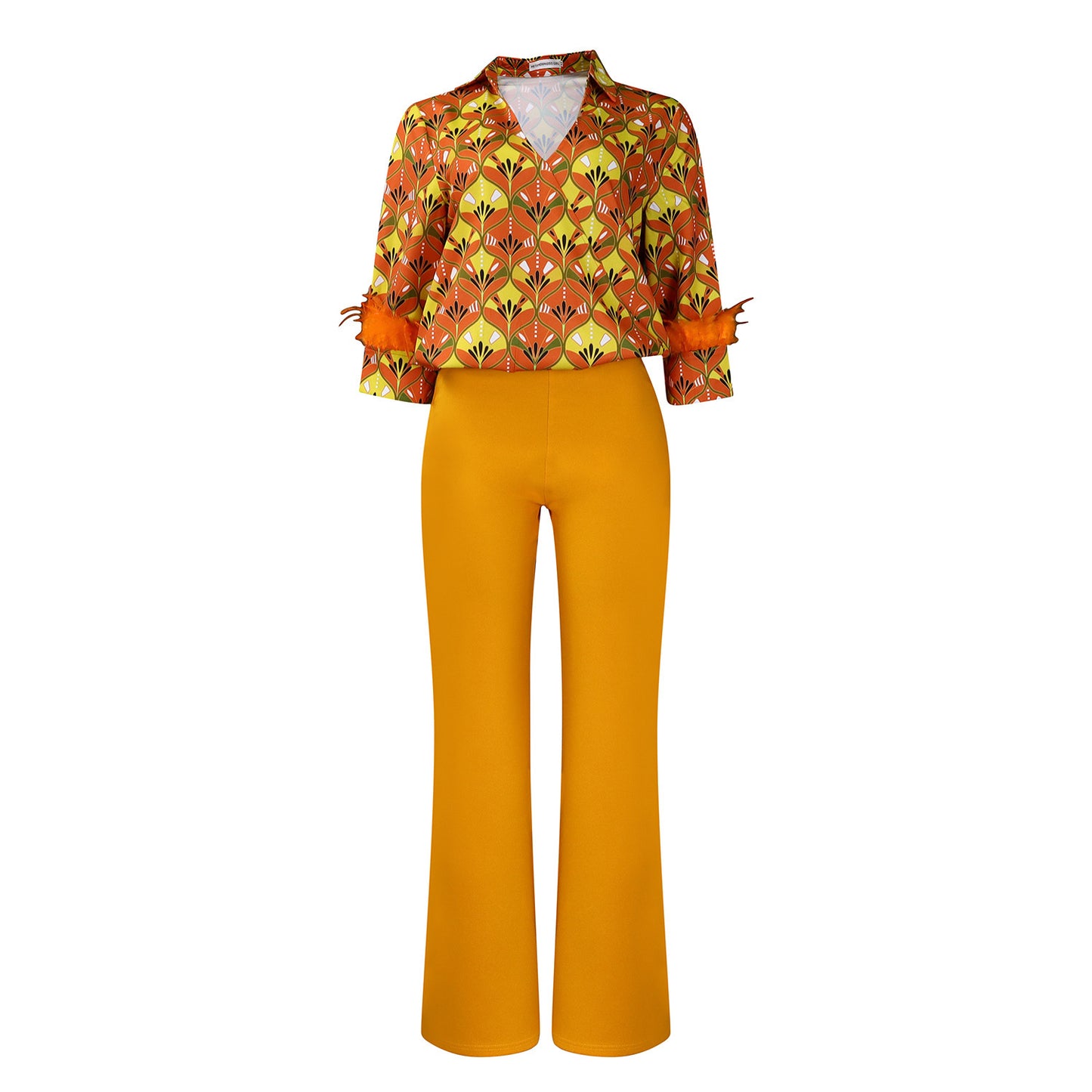 Women's Fashion Printed Long-sleeved Shirt Elegant Outfit