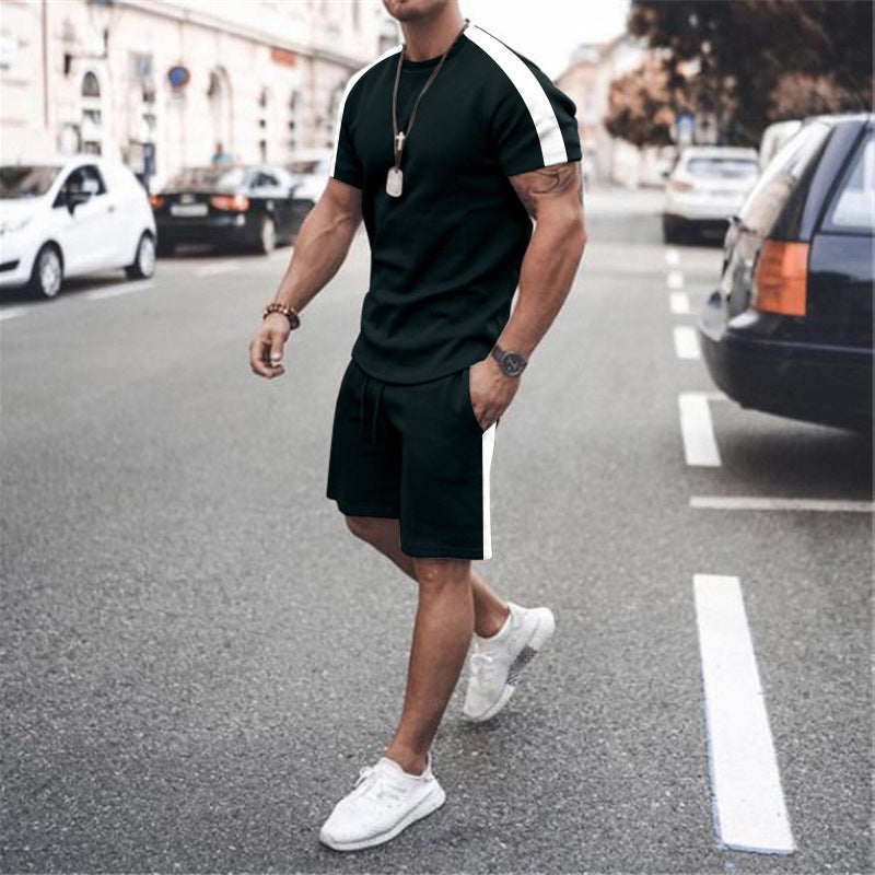 New Men's Short Sleeve Shorts Athletic Suit