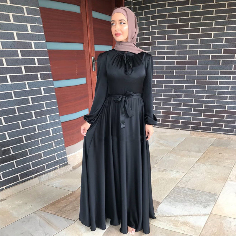 Robe Longue Femme Modeste – Style Moyen-Orient, Coupe Évasée Élégante
