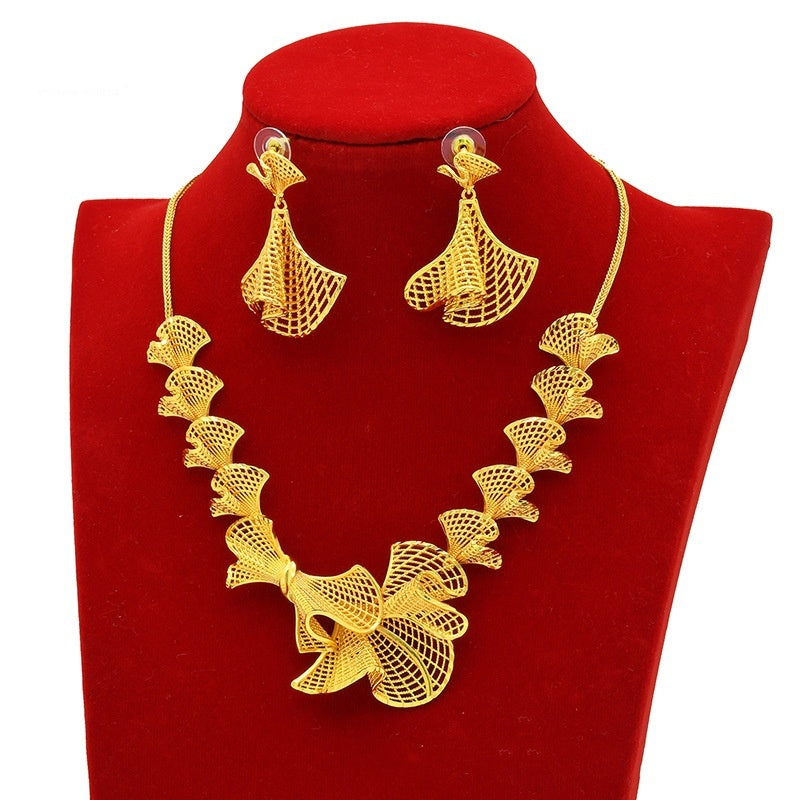Ensemble Collier & Boucles d’Oreilles – Plaqué Or 24K