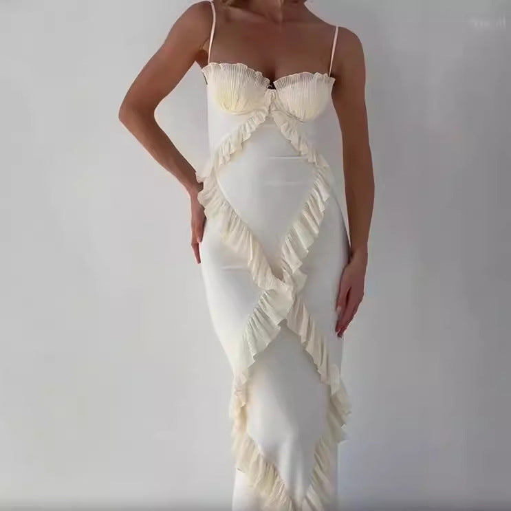 GlamSlip Robe Fendue à Volants