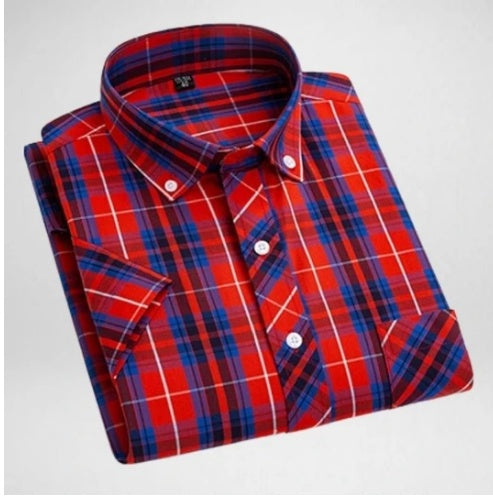 Paul Summer Thin Men's Cotton Plaid Shirt