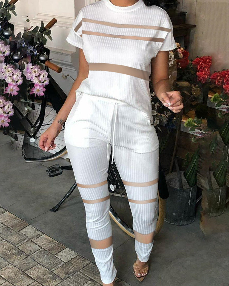 Summer Mesh Stitching Hollow Set