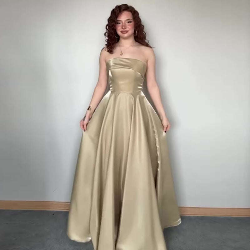 Tube Top Lace-up Waist-controlled Elegant Evening Dress