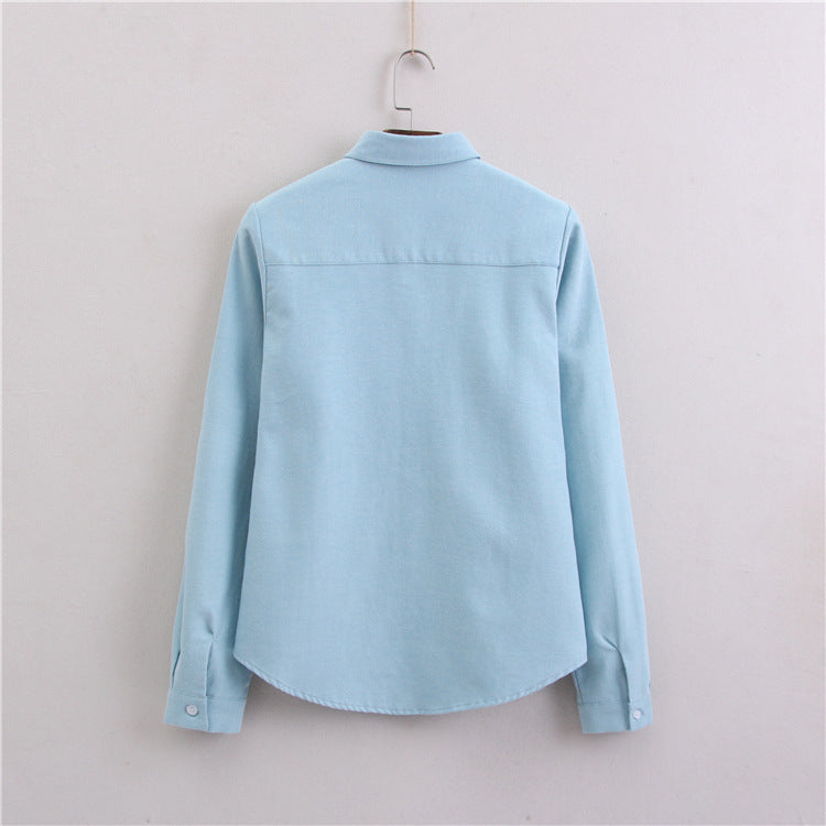 Women's Heart-shaped Embroidered Oxford-woven Bottoming Shirt Top