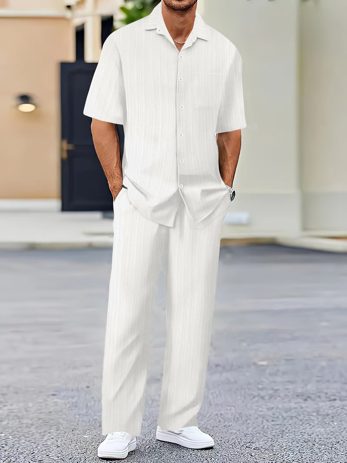 Ensemble Pantalon Chemise Homme Uni