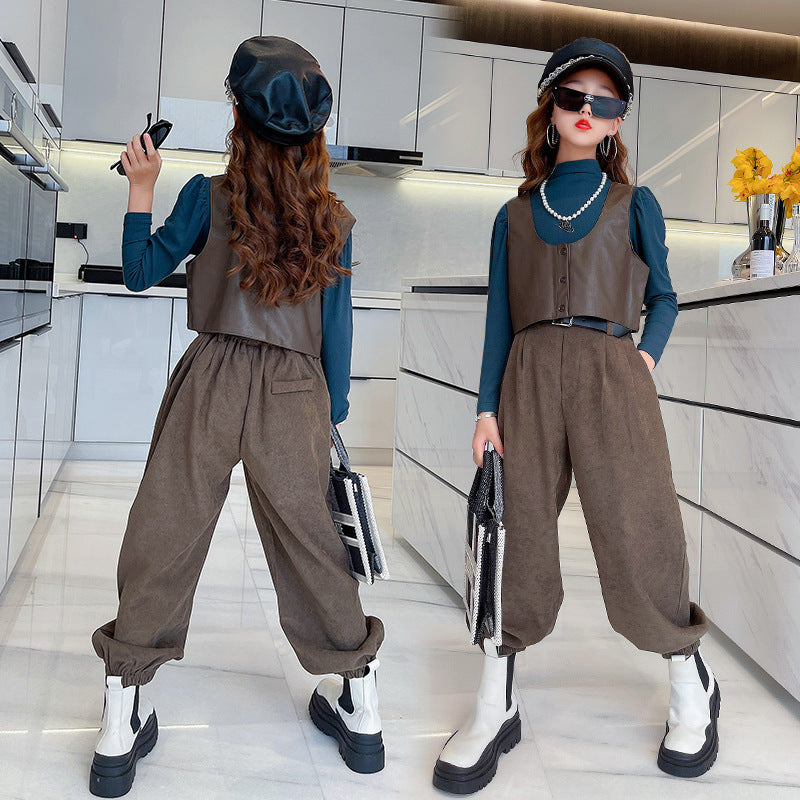 Iconic Leather Vest & Harem Pants