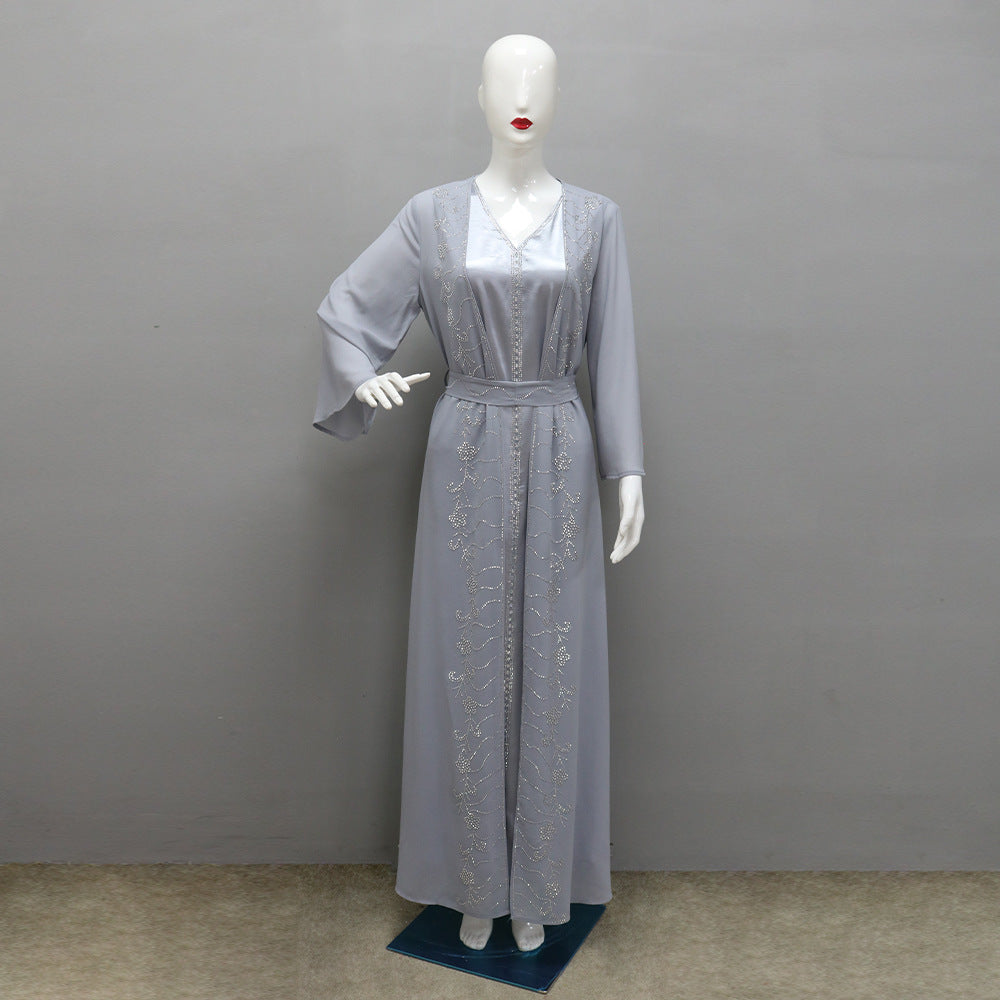 NOURA – Ensemble Robe Longue & Veste Chic en Chiffon ✨